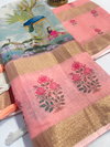MG 364 Gold Linen Non Catalog Printed Sarees Wholesale Market In Surat